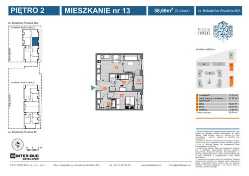 Plan Inter-Bud Developer Sp. z o.o. mieszkanie w inwestycji os. Bohaterów Września Piasta Towers - bud. 86a