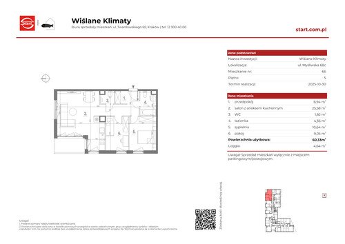 Plan Grupa Deweloperska START mieszkanie w inwestycji ul. Myśliwska 68c Wiślane Klimaty