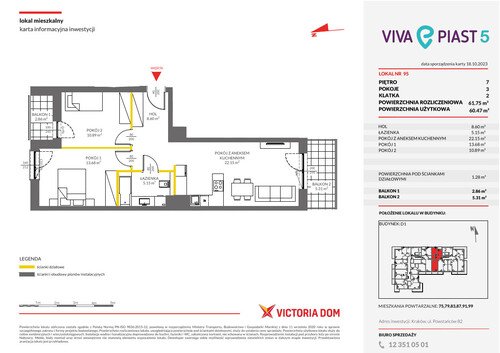 Plan VICTORIA DOM spółka akcyjna mieszkanie w inwestycji ul. Piasta Kołodzieja Viva Piast - V etap