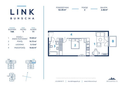 Plan Megapolis Sp. z o.o. mieszkanie w inwestycji ul. Bunscha 14A, 14B, 14C Link Bunscha