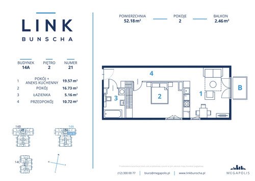 Plan Megapolis Sp. z o.o. mieszkanie w inwestycji ul. Bunscha 14A, 14B, 14C Link Bunscha