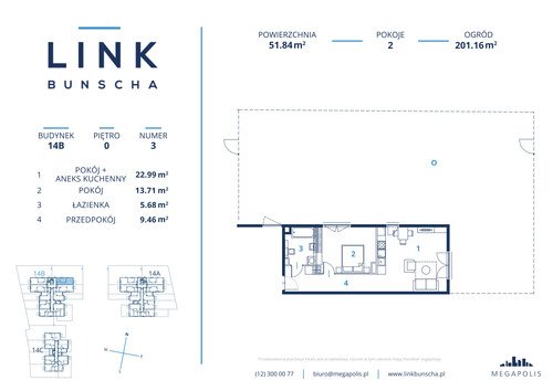 Plan Megapolis Sp. z o.o. mieszkanie w inwestycji ul. Bunscha 14A, 14B, 14C Link Bunscha