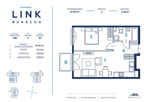 Plan Megapolis Sp. z o.o. mieszkanie w inwestycji ul. Bunscha 14A, 14B, 14C Link Bunscha