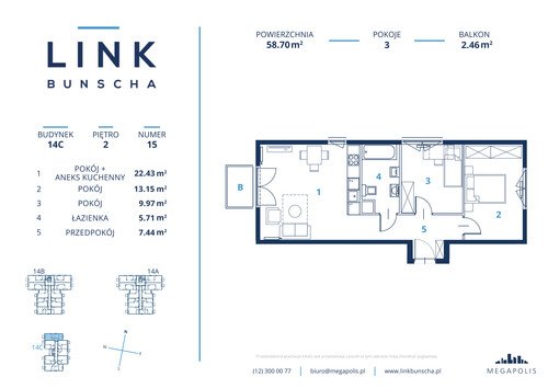 Plan Megapolis Sp. z o.o. mieszkanie w inwestycji ul. Bunscha 14A, 14B, 14C Link Bunscha