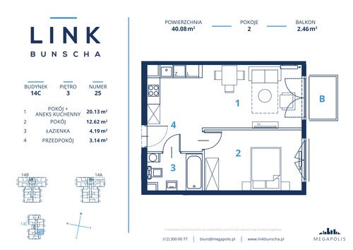 Plan Megapolis Sp. z o.o. mieszkanie w inwestycji ul. Bunscha 14A, 14B, 14C Link Bunscha