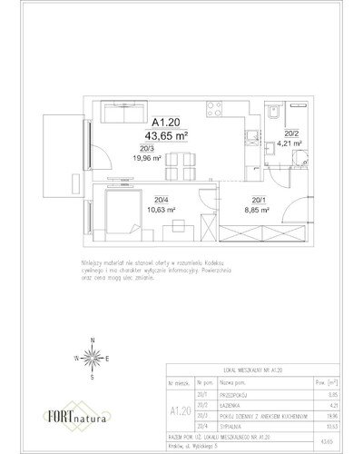 Plan Frax-Bud mieszkanie w inwestycji ul. Wybickiego 5 FORTnatura - budynek A1