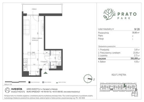 Plan Apartamenty Nowohucka Sp. z o.o. mieszkanie w inwestycji ul. Na Łąkach Prato Park