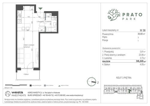 Plan Apartamenty Nowohucka Sp. z o.o. mieszkanie w inwestycji ul. Na Łąkach Prato Park