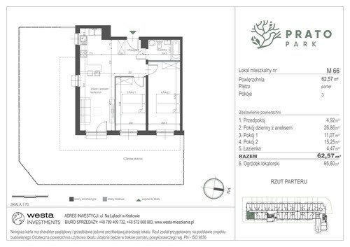 Plan Apartamenty Nowohucka Sp. z o.o. mieszkanie w inwestycji ul. Na Łąkach Prato Park