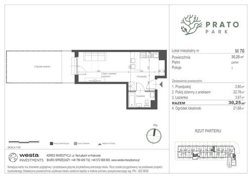 Plan Apartamenty Nowohucka Sp. z o.o. mieszkanie w inwestycji ul. Na Łąkach Prato Park