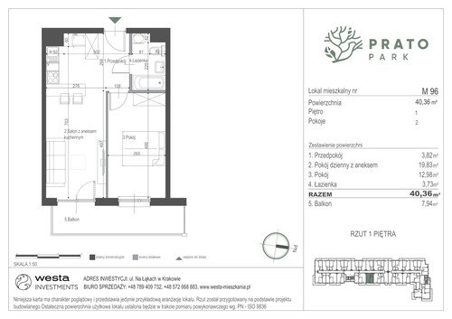 Plan Apartamenty Nowohucka Sp. z o.o. mieszkanie w inwestycji ul. Na Łąkach Prato Park