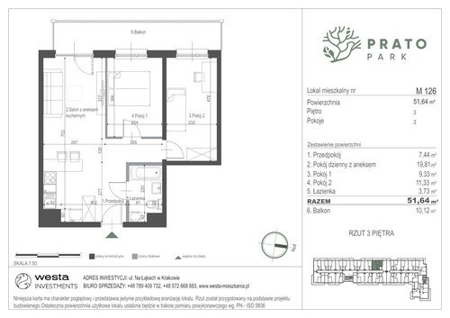 Plan Apartamenty Nowohucka Sp. z o.o. mieszkanie w inwestycji ul. Na Łąkach Prato Park