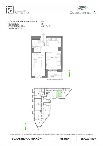 Plan Tętnowski Development mieszkanie w inwestycji ul. Pasteura Osiedle Pasteura - IV etap