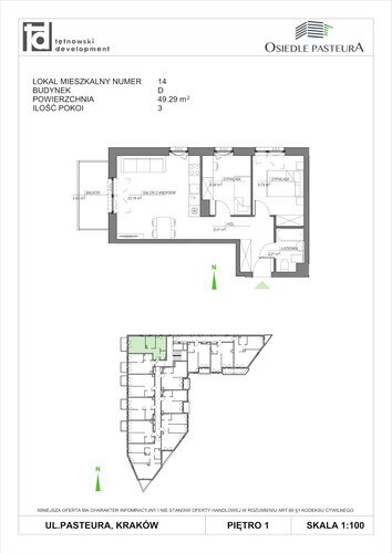 Plan Tętnowski Development mieszkanie w inwestycji ul. Pasteura Osiedle Pasteura - IV etap