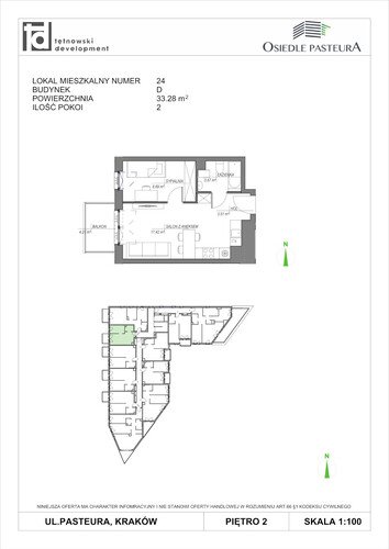 Plan Tętnowski Development mieszkanie w inwestycji ul. Pasteura Osiedle Pasteura - IV etap