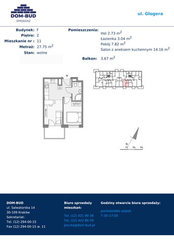 Plan Dom-Bud M. Szaflarski Spółka Jawna mieszkanie w inwestycji ul. Glogera ul. Glogera, bud. F