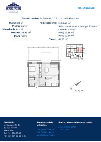 Plan Dom-Bud M. Szaflarski Spółka Jawna mieszkanie w inwestycji ul. Stawowa 242A Stawowa - bud. 1/2