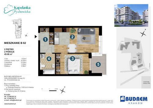 Plan BUDREM mieszkanie w inwestycji ul. Pychowicka 3A Kapelanka-Pychowicka - budynek B