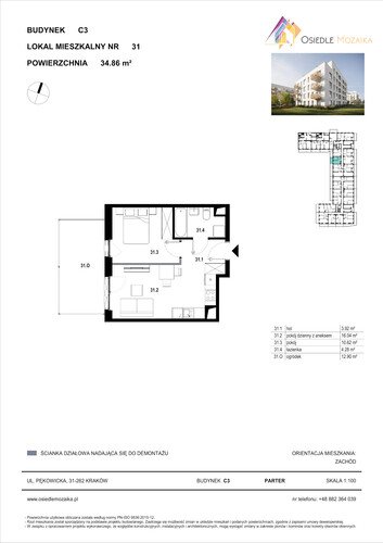 Plan KG Group Sp. z o.o. mieszkanie w inwestycji  Osiedle Mozaika - bud. C3