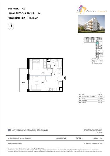 Plan KG Group Sp. z o.o. mieszkanie w inwestycji  Osiedle Mozaika - bud. C3