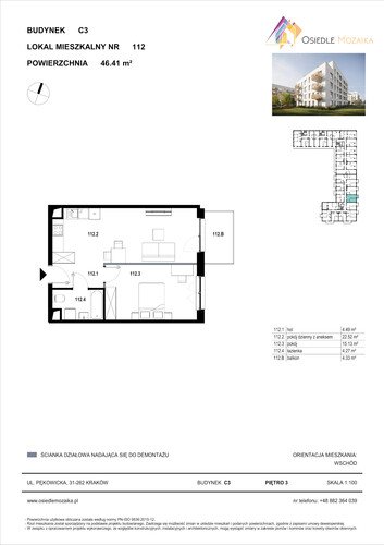 Plan KG Group Sp. z o.o. mieszkanie w inwestycji  Osiedle Mozaika - bud. C3