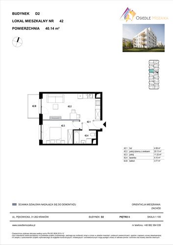 Plan KG Group Sp. z o.o. mieszkanie w inwestycji  Osiedle Mozaika - bud. D2