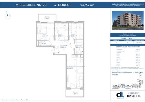 Plan Dasta Invest Sp. z o.o. mieszkanie w inwestycji ul. Dąbska Dąbska Pools