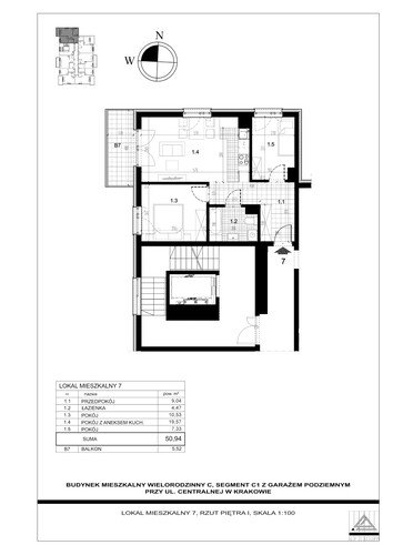 Plan Proins mieszkanie w inwestycji ul. Centralna Centralna - etap II, bud. C1