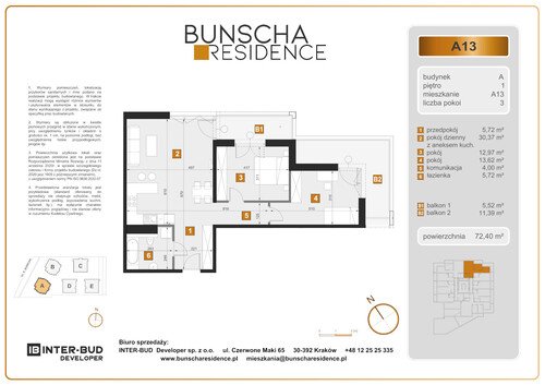 Plan Inter-Bud Developer Sp. z o.o. mieszkanie w inwestycji ul. Bunscha Bunscha Residence (wkrótce w sprzedaży) 