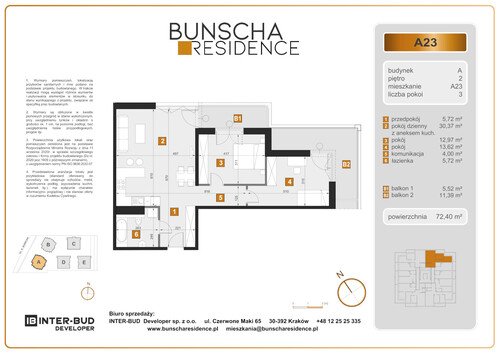 Plan Inter-Bud Developer Sp. z o.o. mieszkanie w inwestycji ul. Bunscha Bunscha Residence (wkrótce w sprzedaży) 