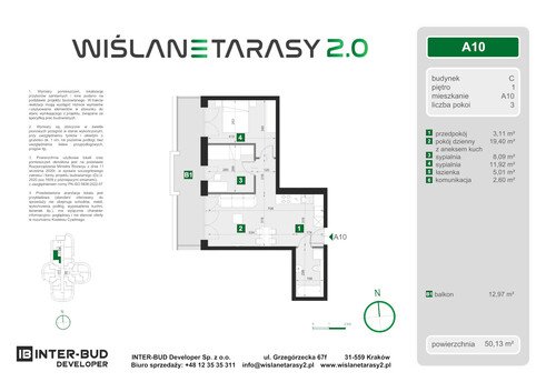 Plan Inter-Bud Developer Sp. z o.o. apartament w inwestycji ul. Grzegórzecka Wiślane Tarasy 2.0 - bud. C (wkrótce w sprzedaży)