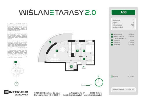 Plan Inter-Bud Developer Sp. z o.o. apartament w inwestycji ul. Grzegórzecka Wiślane Tarasy 2.0 - bud. C (wkrótce w sprzedaży)