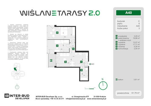 Plan Inter-Bud Developer Sp. z o.o. apartament w inwestycji ul. Grzegórzecka Wiślane Tarasy 2.0 - bud. C (wkrótce w sprzedaży)