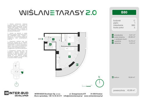 Plan Inter-Bud Developer Sp. z o.o. apartament w inwestycji ul. Grzegórzecka Wiślane Tarasy 2.0 - bud. C (wkrótce w sprzedaży)