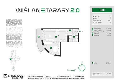 Plan Inter-Bud Developer Sp. z o.o. apartament w inwestycji ul. Grzegórzecka Wiślane Tarasy 2.0 - bud. C (wkrótce w sprzedaży)