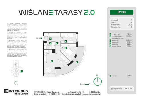 Plan Inter-Bud Developer Sp. z o.o. apartament w inwestycji ul. Grzegórzecka Wiślane Tarasy 2.0 - bud. C (wkrótce w sprzedaży)