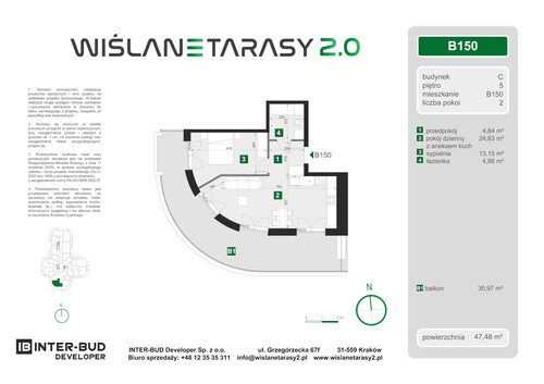 Plan Inter-Bud Developer Sp. z o.o. apartament w inwestycji ul. Grzegórzecka Wiślane Tarasy 2.0 - bud. C (wkrótce w sprzedaży)