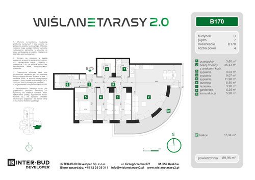 Plan Inter-Bud Developer Sp. z o.o. apartament w inwestycji ul. Grzegórzecka Wiślane Tarasy 2.0 - bud. C (wkrótce w sprzedaży)