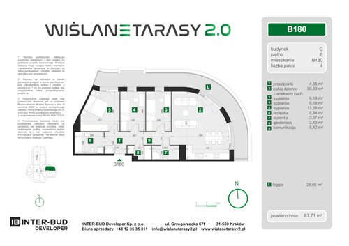 Plan Inter-Bud Developer Sp. z o.o. apartament w inwestycji ul. Grzegórzecka Wiślane Tarasy 2.0 - bud. C (wkrótce w sprzedaży)