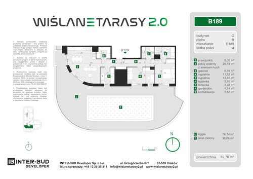 Plan Inter-Bud Developer Sp. z o.o. apartament w inwestycji ul. Grzegórzecka Wiślane Tarasy 2.0 - bud. C (wkrótce w sprzedaży)