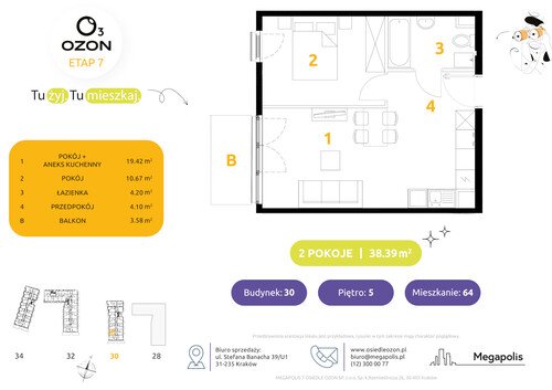 Plan Megapolis mieszkanie w inwestycji ul. Banacha Osiedle OZON Etap 7