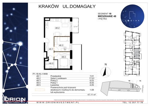 Plan Grupa Orion Investment S.A. mieszkanie w inwestycji ul. Domagały Osiedle Zodiak - bud. 39