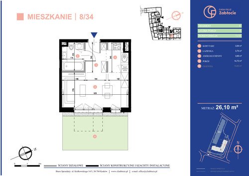 Plan Casa Feliz Zabłocie Sp. z o.o. mieszkanie w inwestycji ul. Romana Kiełkowskiego 8 i 8A Casa Feliz Zabłocie