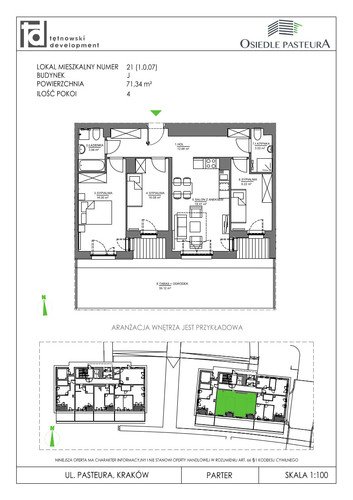 Plan Tętnowski Development mieszkanie w inwestycji ul. Pasteura Osiedle Pasteura - III etap