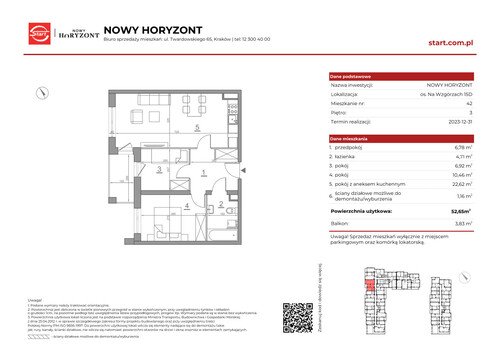 Plan Grupa Deweloperska START mieszkanie w inwestycji os. Na Wzgórzach 15D-E Nowy Horyzont