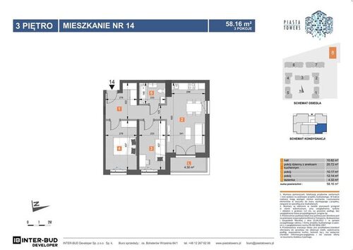 Plan Inter-Bud Developer Sp. z o.o. mieszkanie w inwestycji os. Bohaterów Września Piasta Towers - bud. 8