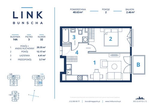 Plan Megapolis Sp. z o.o. mieszkanie w inwestycji ul. Bunscha 14A, 14B, 14C Link Bunscha