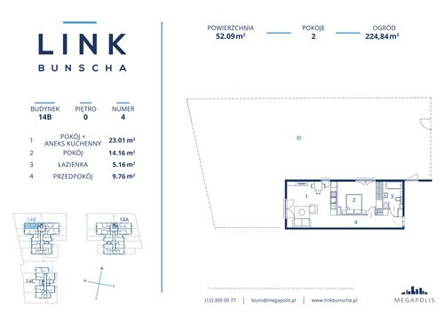 Plan Megapolis Sp. z o.o. mieszkanie w inwestycji ul. Bunscha 14A, 14B, 14C Link Bunscha