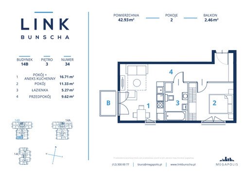 Plan Megapolis Sp. z o.o. mieszkanie w inwestycji ul. Bunscha 14A, 14B, 14C Link Bunscha