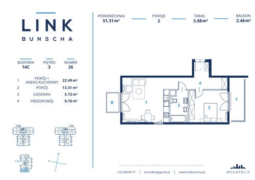 Plan Megapolis Sp. z o.o. mieszkanie w inwestycji ul. Bunscha 14A, 14B, 14C Link Bunscha